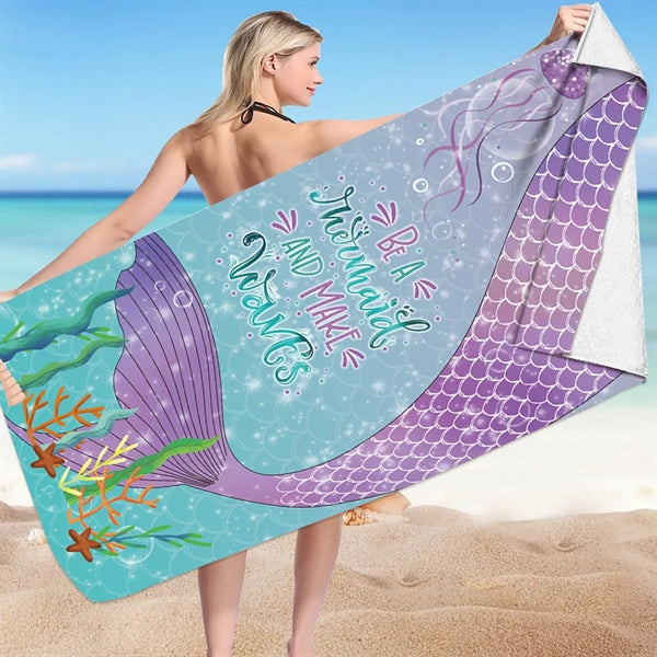Mermaid Microfiber Quick Dry Swim Towel Blanket for Adult