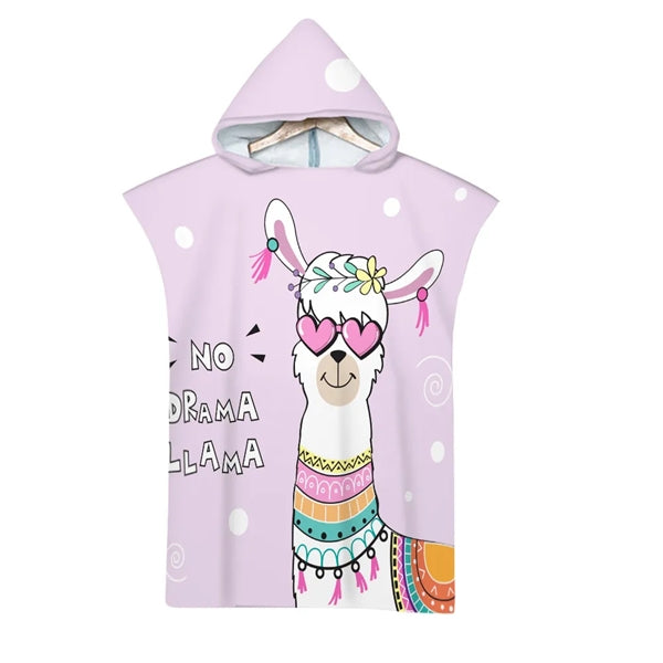 Kids Hooded Wearing Bath Towel Beach Cloak Changing Bathrobe