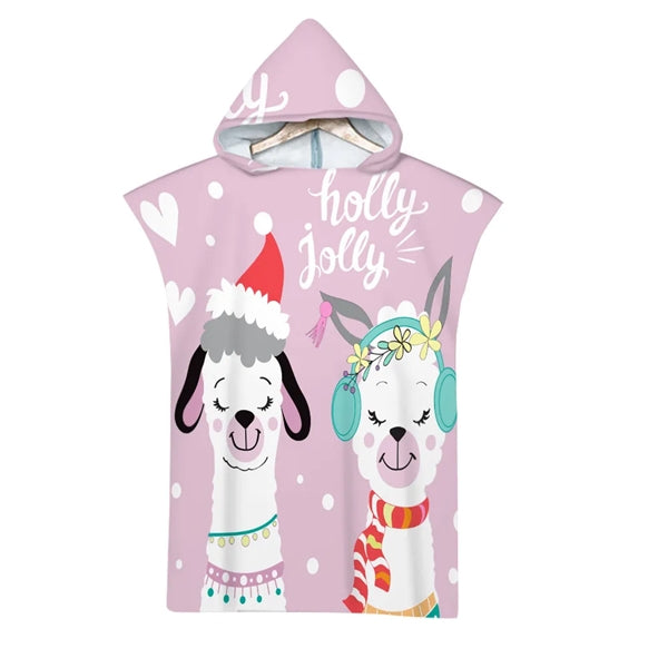 Kids Hooded Wearing Bath Towel Beach Cloak Changing Bathrobe