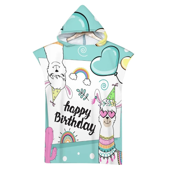 Kids Hooded Wearing Bath Towel Beach Cloak Changing Bathrobe