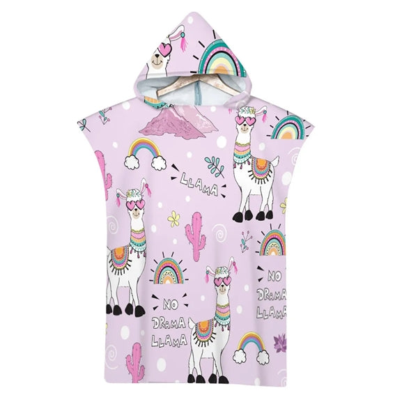 Kids Hooded Wearing Bath Towel Beach Cloak Changing Bathrobe