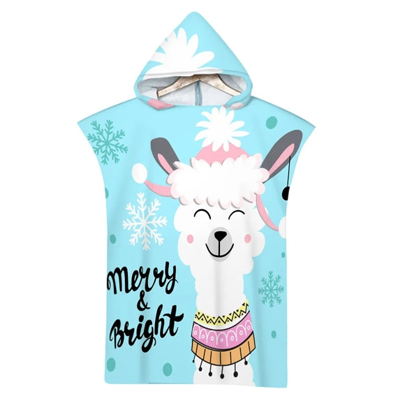 Kids Hooded Wearing Bath Towel Beach Cloak Changing Bathrobe