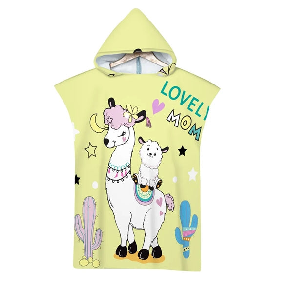 Kids Hooded Wearing Bath Towel Beach Cloak Changing Bathrobe