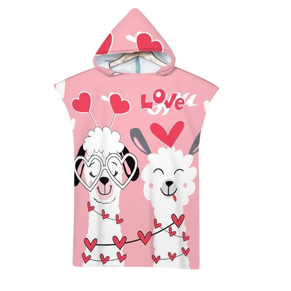 Kids Hooded Wearing Bath Towel Beach Cloak Changing Bathrobe