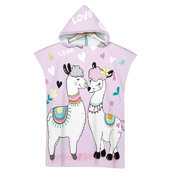 Kids Hooded Wearing Bath Towel Beach Cloak Changing Bathrobe