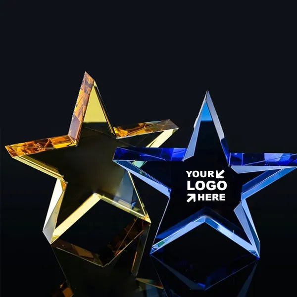 Colored Crystal Star Paperweight