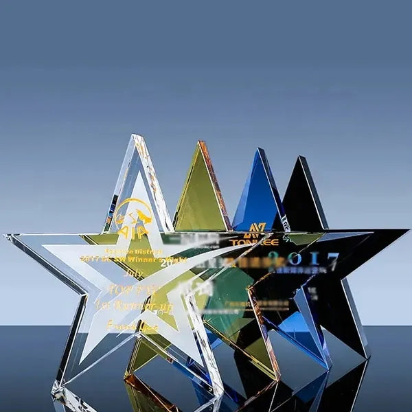 Colored Crystal Star Paperweight