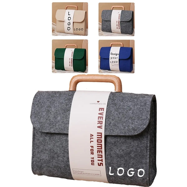 Felt Tote Bag With Wooden Handle