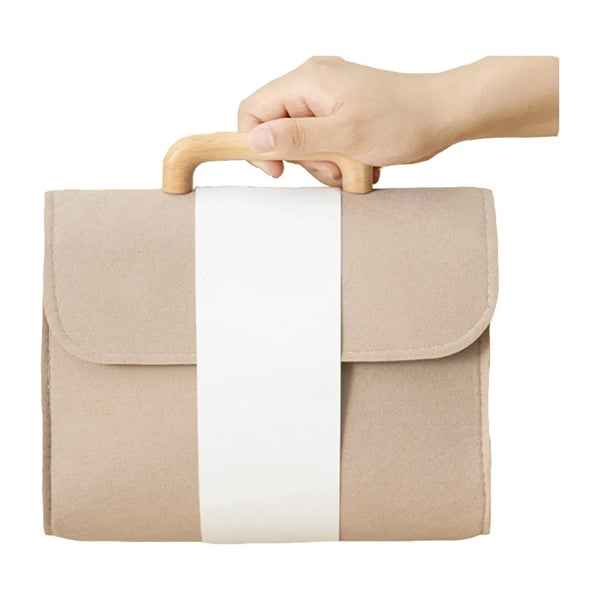 Felt Tote Bag With Wooden Handle