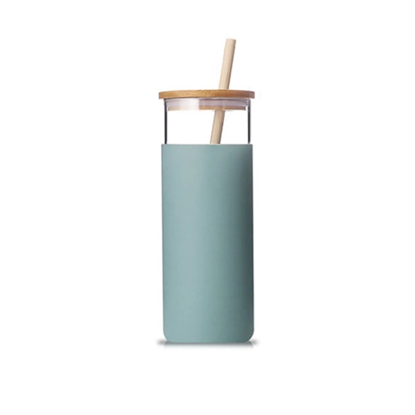 16oz Glass Tumbler Straw with Silicone Sleeve