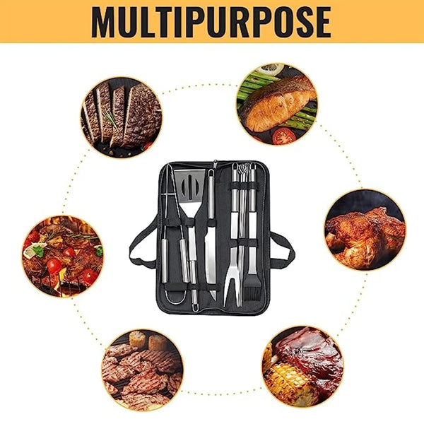9 Packs Stainless Steel BBQ Grill Tool Set With Storage Bag