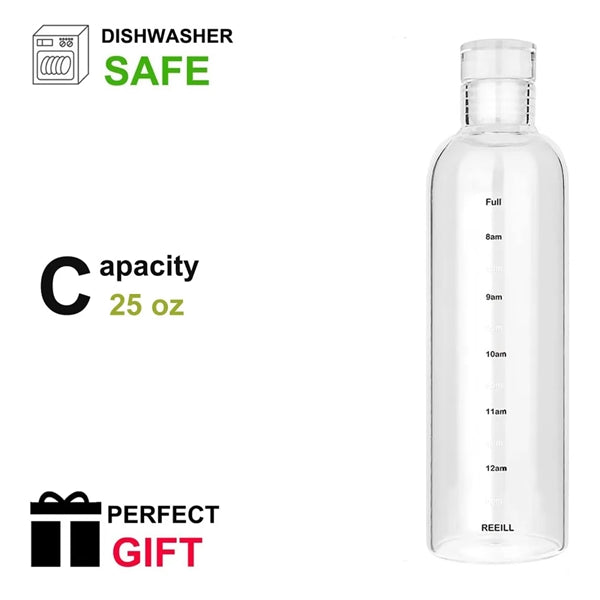 Clear Glass Drinking Bottles With Time Marker