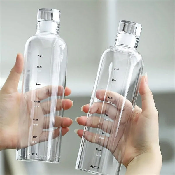 Clear Glass Drinking Bottles With Time Marker