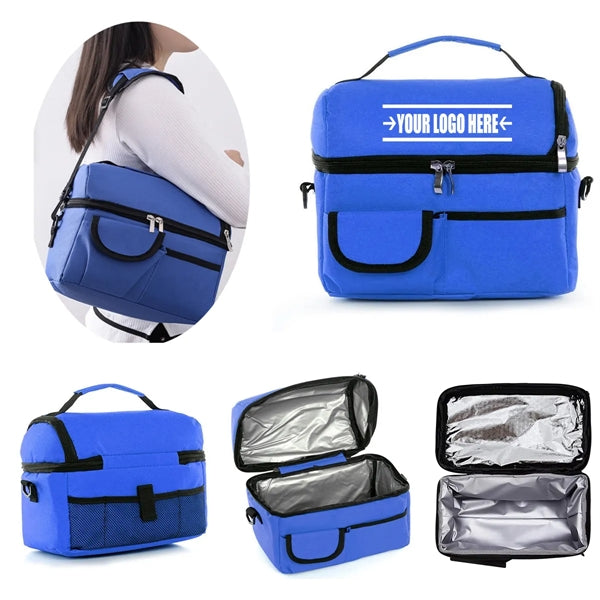Portable Insulated Cooler Lunch Bag with Side Pocket