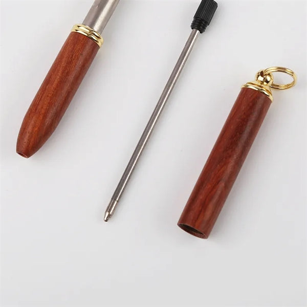 Mini Keychain Wooden Brass Pocket Pen