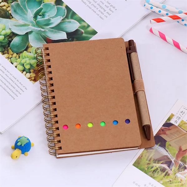 4.5x5.5in Lined Spiral Notebook Kraft Paper Cover Notepad