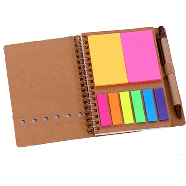4.5x5.5in Lined Spiral Notebook Kraft Paper Cover Notepad