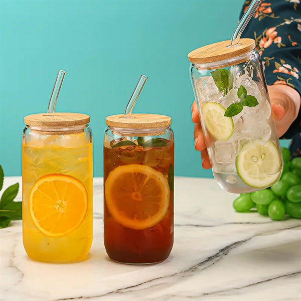 16oz Tumbler with Bamboo Lid & Glass Straw