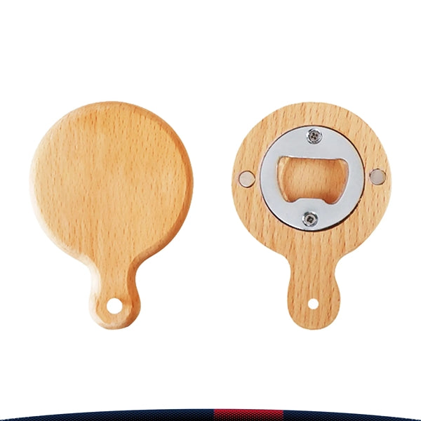 Round Wooden Magnet Bottle Opener