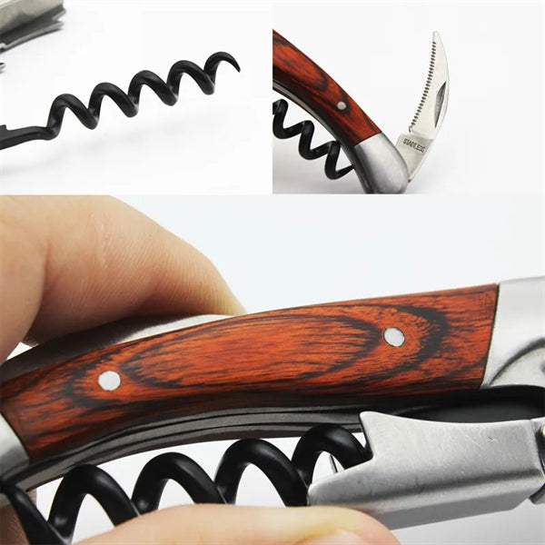 Metal Wood Wine Corkscrew Bottle Opener Lid Seal Remover