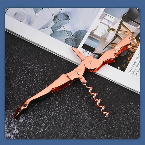 Double Hinged Corkscrew Stainless Steel Bottle Opener