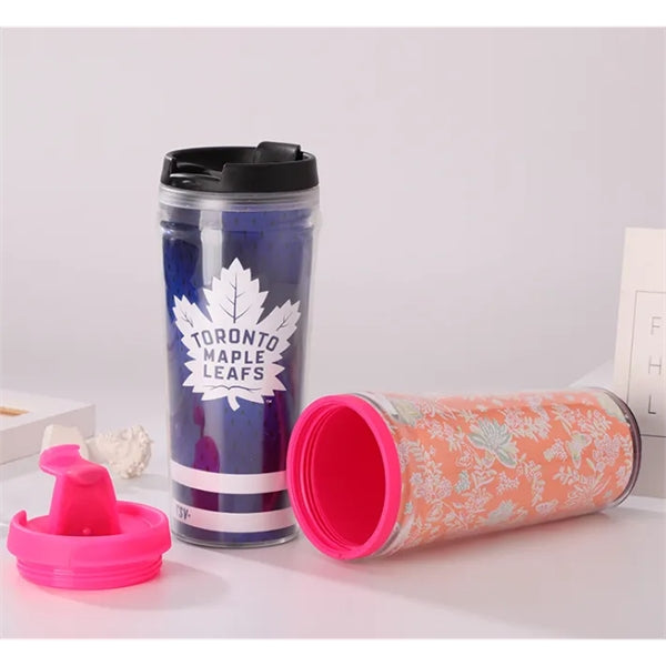 16oz Double Wall Plastic Tumbler with Black Lid