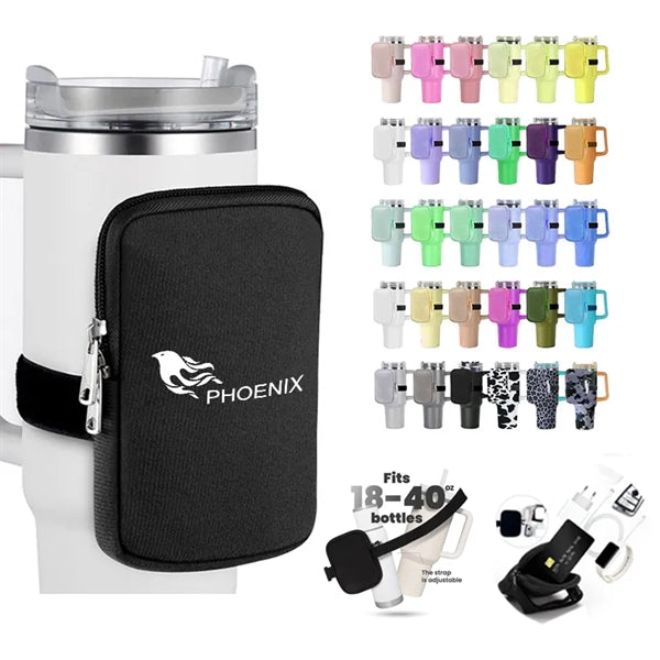 Tumbler Bottle Pouch with Strap & Zipper