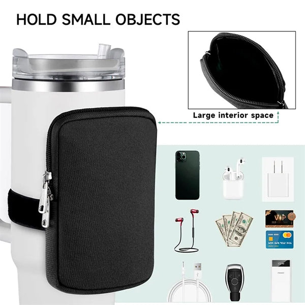 Tumbler Bottle Pouch with Strap & Zipper