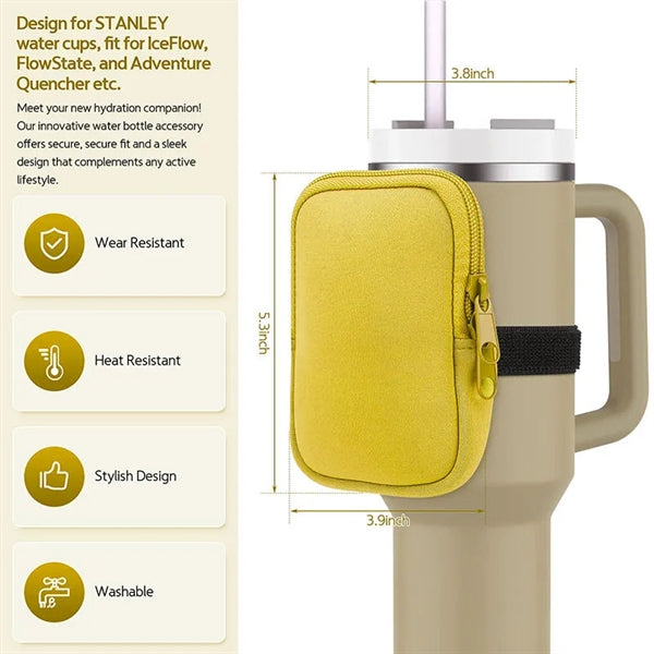 Tumbler Bottle Pouch with Strap & Zipper