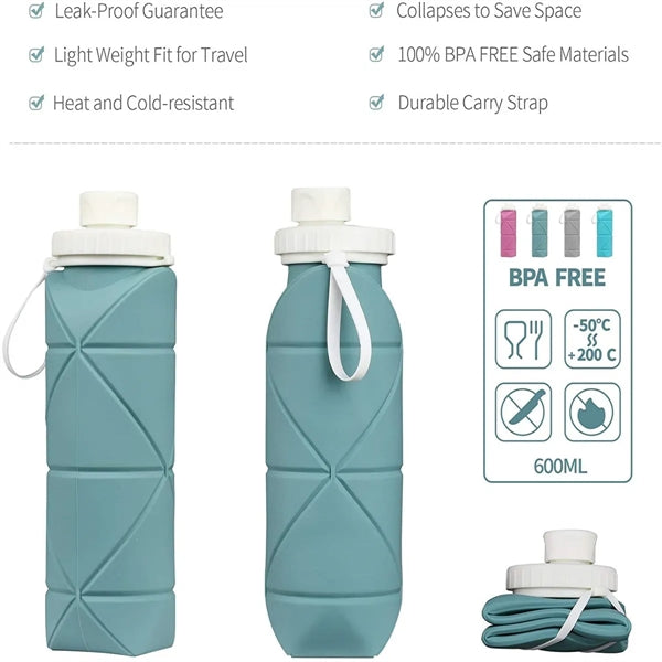 Leakproof Valve Collapsible 20oz Water Bottles