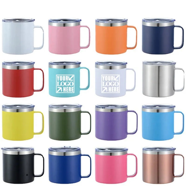 12 oz Insulated Stainless Steel Coffee Mug with Handle and L