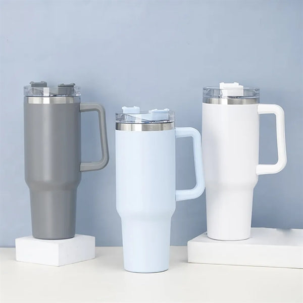40 oz Travel Mug with Handle and Straw