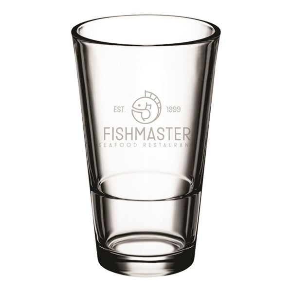Lasered Acopa Select 16 oz. Stackable Glass