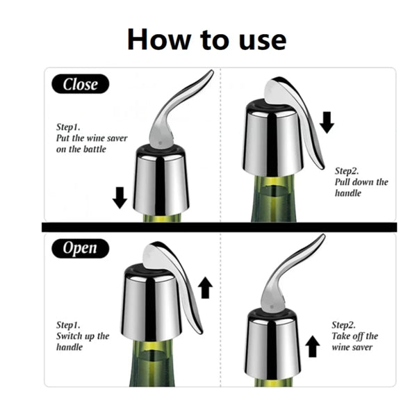Stainless Steel Wine Bottle Stopper with Silicone Seal