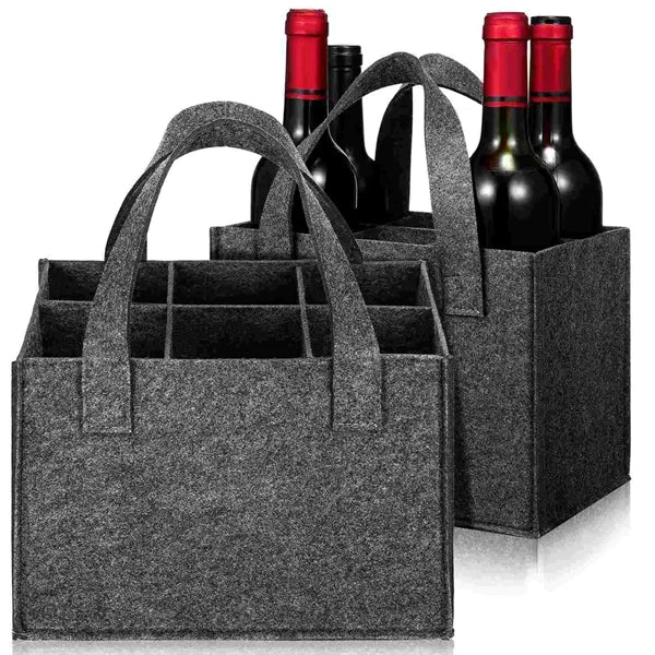 6 Bottle Felt Wine Tote Bag