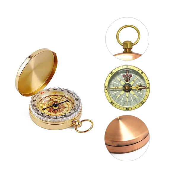 Vintage Copper Clamshell Camping Survival Compass
