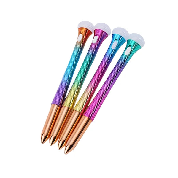 Gradient Metal Ballpoint Pen With Changing Color LED Tip