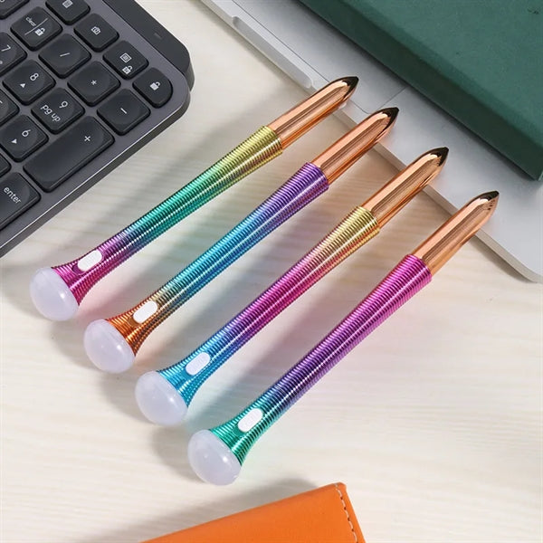 Gradient Metal Ballpoint Pen With Changing Color LED Tip