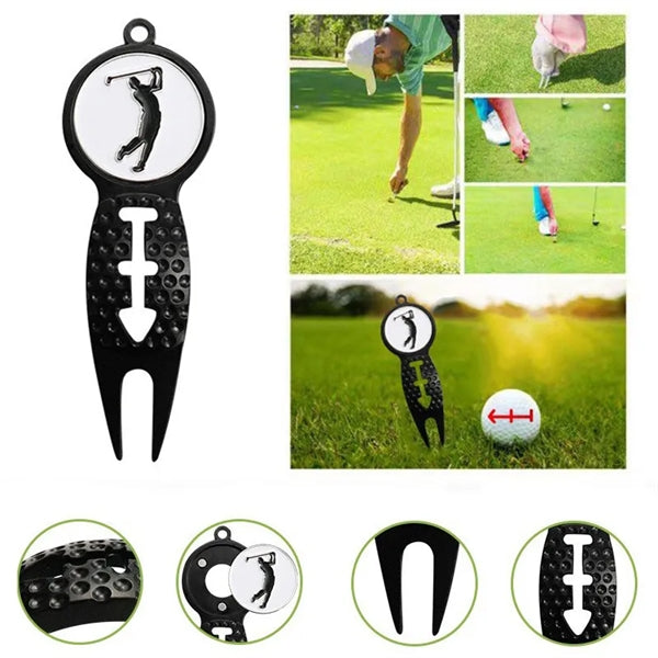 Golf Divot Tool With Arrow Line Stencil