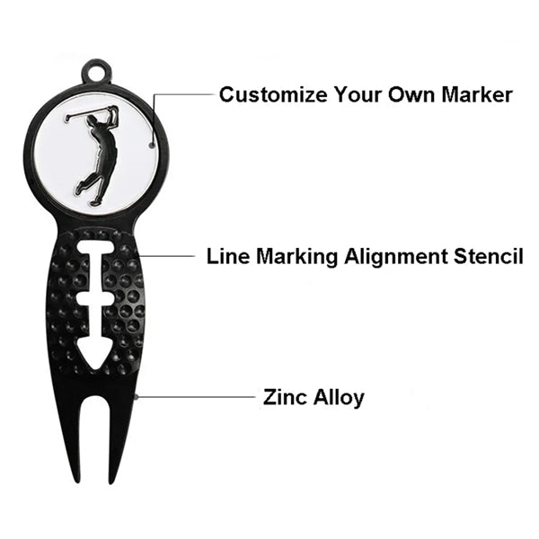 Golf Divot Tool With Arrow Line Stencil