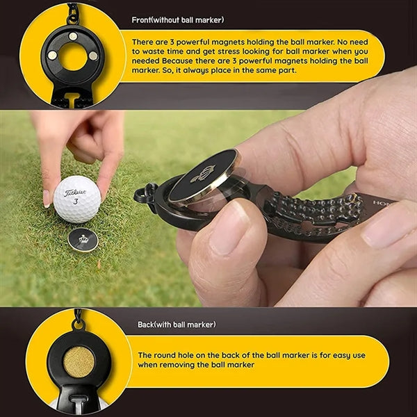Golf Divot Tool With Arrow Line Stencil