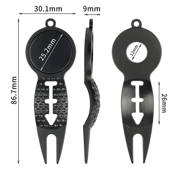 Golf Divot Tool With Arrow Line Stencil