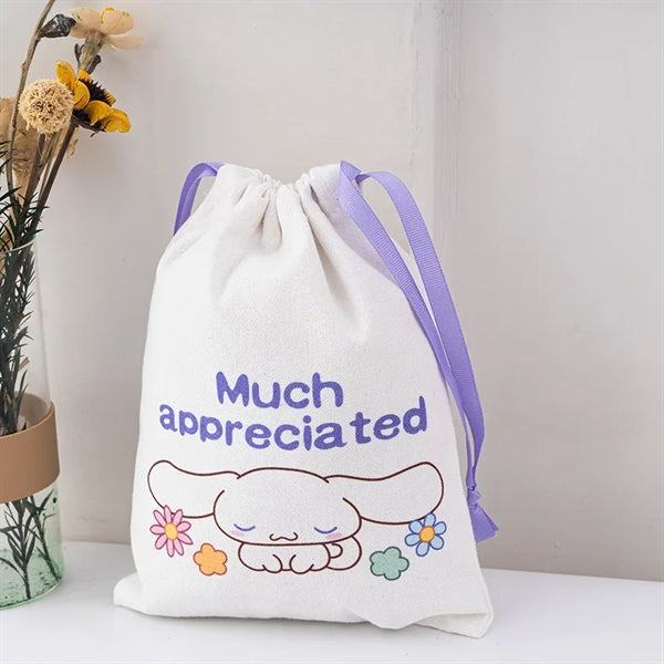 Logo Shopping Bags Cotton Drawstring