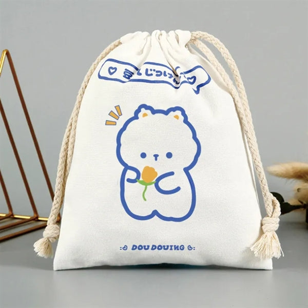 Logo Shopping Bags Cotton Drawstring