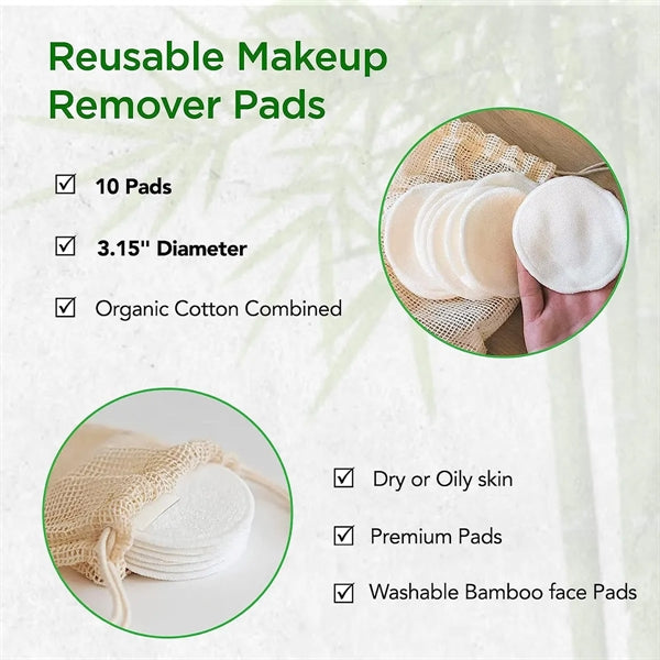 10 Pieces Makeup Remover Pads with Carrying Bag