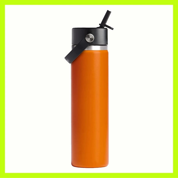 24 OZ Stainless Steel Bottle Wide Mouth Straw Lid