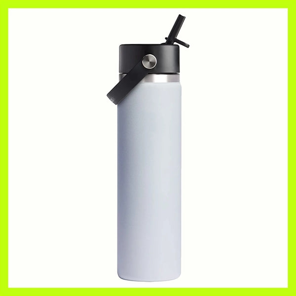 24 OZ Stainless Steel Bottle Wide Mouth Straw Lid