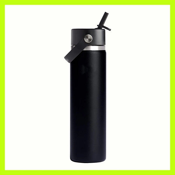 24 OZ Stainless Steel Bottle Wide Mouth Straw Lid