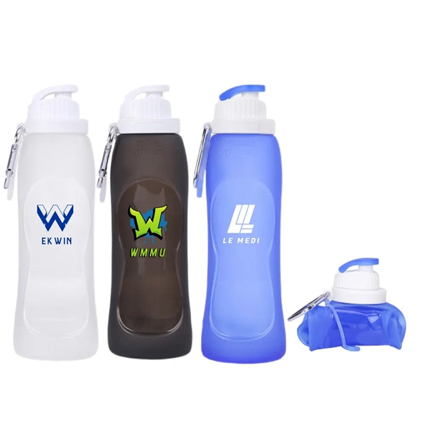 Collapsable Water Bottle with Clip for Backpack