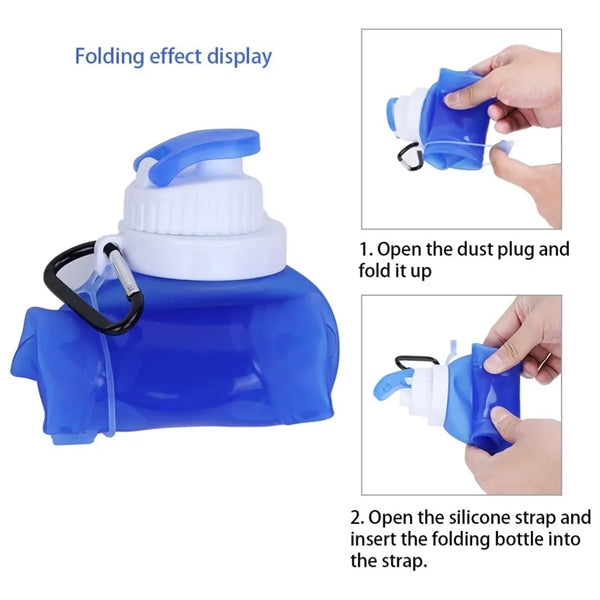 Collapsable Water Bottle with Clip for Backpack